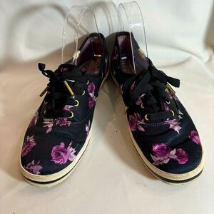 KEDS + KATE SPADE Collaboration Sz 8 Lace Up Floral Low Top Low Sole Sneakers